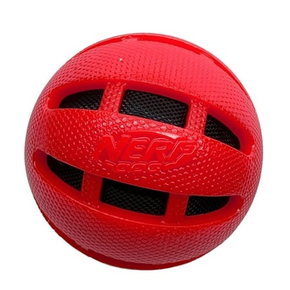 Nerf Dog Checker Crinkle Squeak Ball NF-4443 Durable Rubber Dog Toy 3.8"